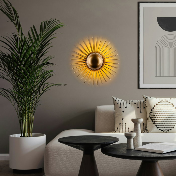 Opviq Kaya Lámpara de Pared de Metal Dorado